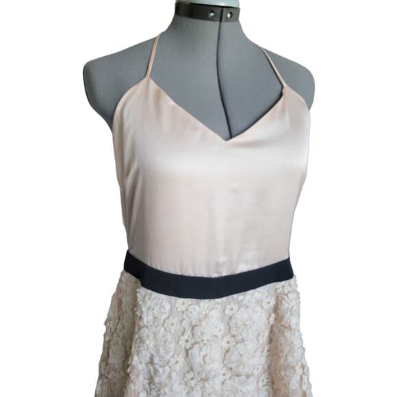 English Factory Lace & Satin Fit & Flare Dress Size Large Blush Pink - Picture 3 of 10